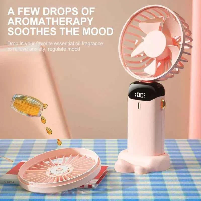 4-в-1 премиум смарт вентилатор N15 – сгъваем ръчен и нагръден вентилатор с LED дисплей и ароматерапия